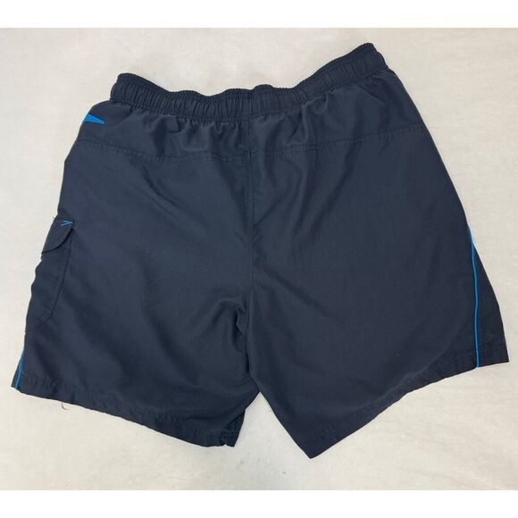 Speedo Swim Trunk Board Shorts Men's Large Navy Lined Drawstring Waist - Picture 2 of 9